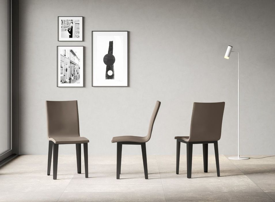 Chaise moderne simili cuir gris et pieds métal anthracite Sofy - Photo n°6