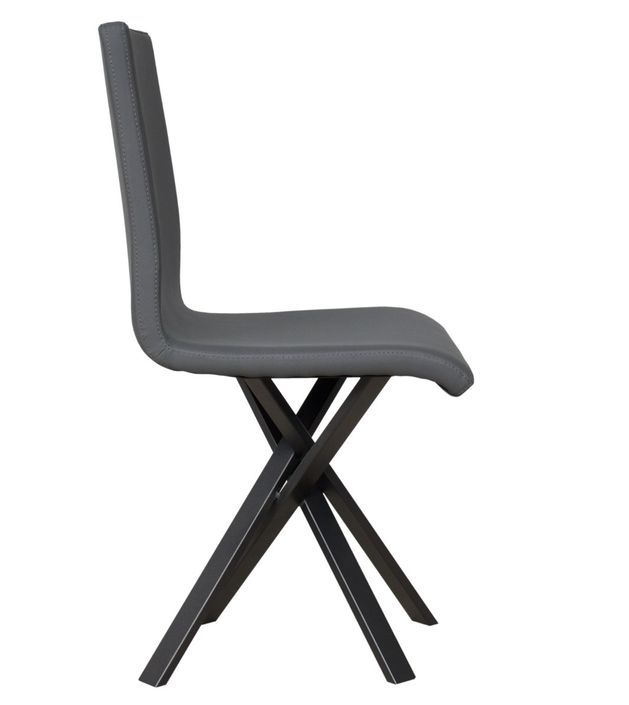 Chaise moderne simili cuir gris et pieds métal anthracite Amanda - Photo n°1