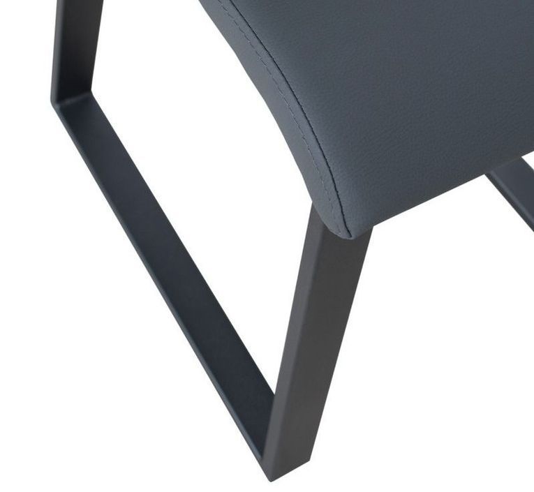 Chaise moderne simili cuir gris et pieds métal anthracite Bary - Photo n°5