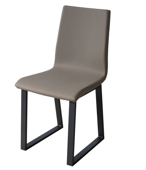 Chaise moderne simili cuir marron et pieds métal anthracite Bary - Photo n°1