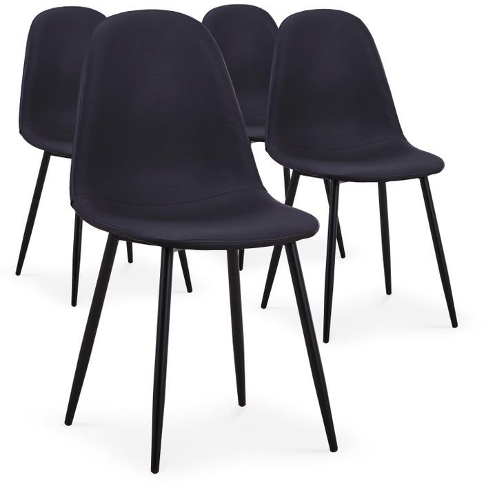 Chaise moderne similicuir et pieds métal noirs Garo - Lot de 4 - Photo n°1
