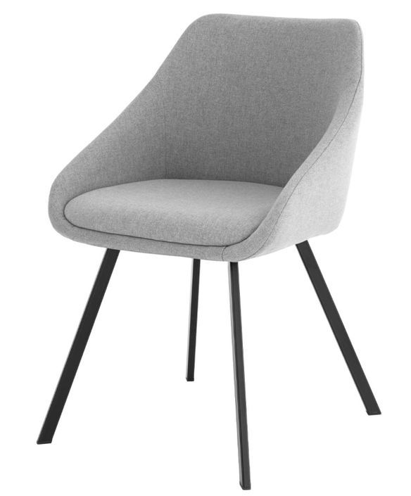 Chaise moderne tissu gris clair et pieds métal noir Galie - Photo n°1