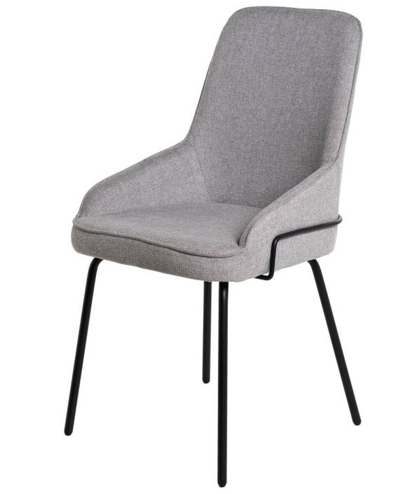 Chaise moderne tissu gris clair et pieds métal noir Loven - Photo n°1