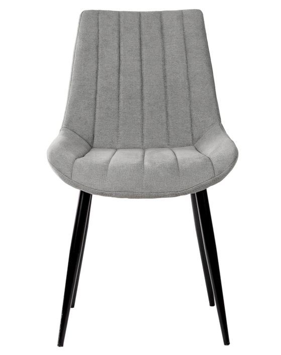 Chaise moderne tissu gris clair matelassé et pieds métal noir Liza - Photo n°2