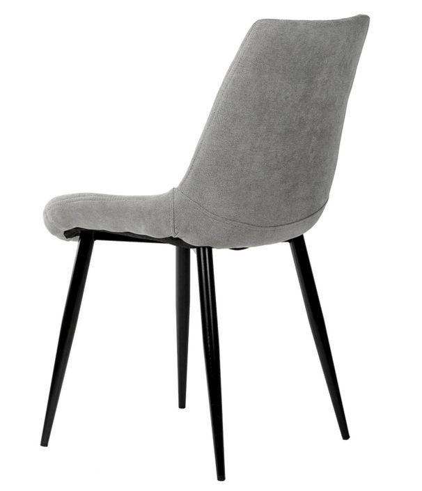 Chaise moderne tissu gris clair matelassé et pieds métal noir Liza - Photo n°3