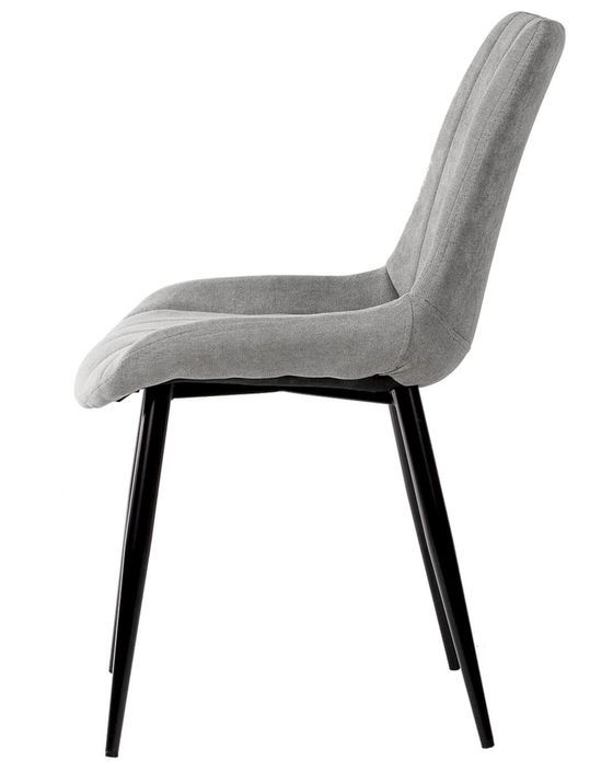 Chaise moderne tissu gris clair matelassé et pieds métal noir Liza - Photo n°4