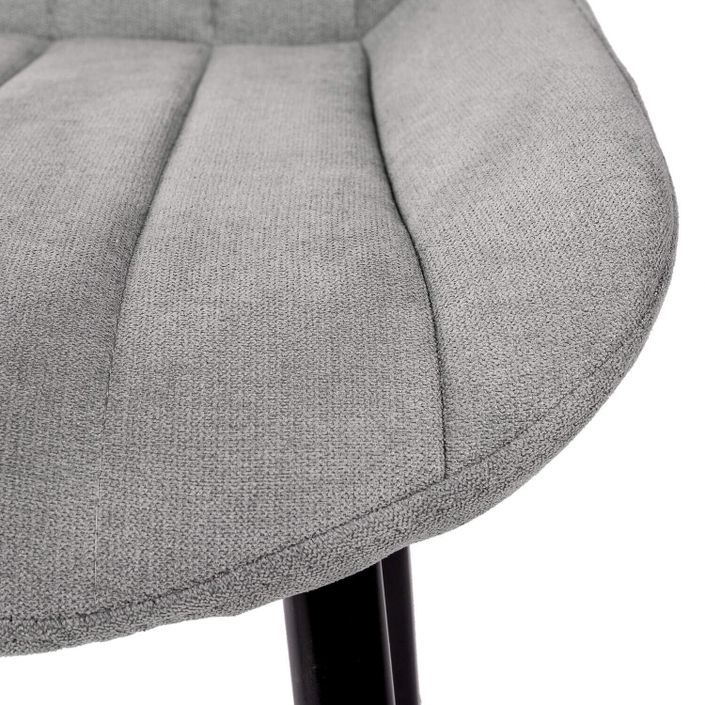 Chaise moderne tissu gris clair matelassé et pieds métal noir Liza - Photo n°6