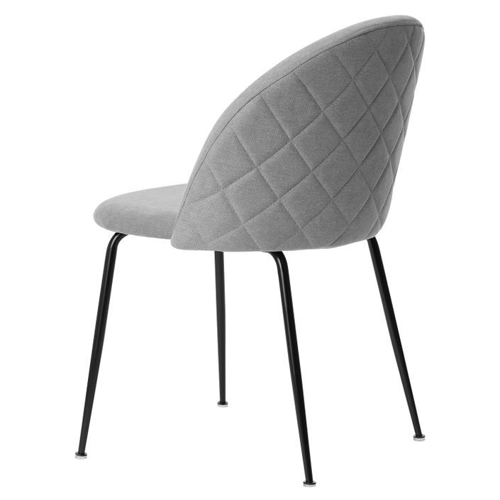 Chaise moderne tissu gris clair rembourré et pieds métal noir Louba - Photo n°2