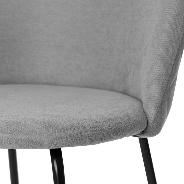 Chaise moderne tissu gris clair rembourré et pieds métal noir Louba - Photo n°7