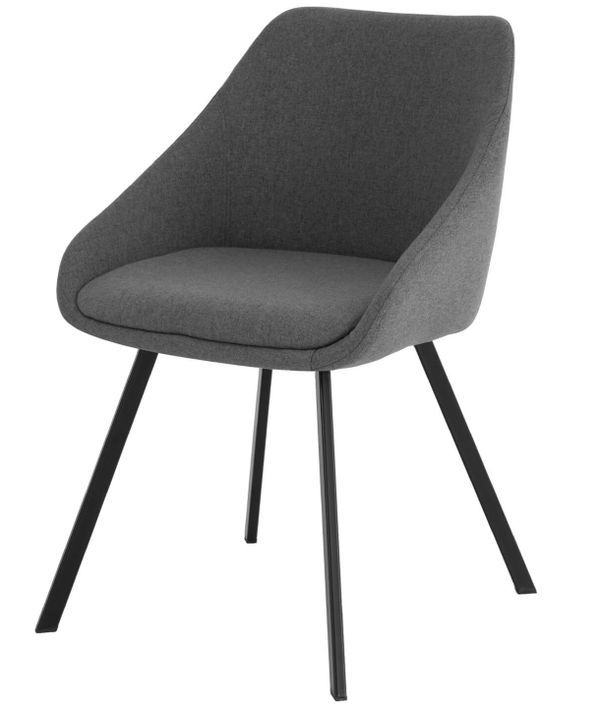 Chaise moderne tissu gris foncé et pieds métal noir Galie - Photo n°1
