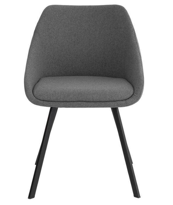 Chaise moderne tissu gris foncé et pieds métal noir Galie - Photo n°3