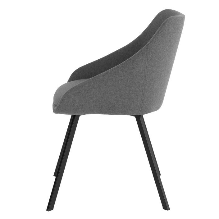 Chaise moderne tissu gris foncé et pieds métal noir Galie - Photo n°4