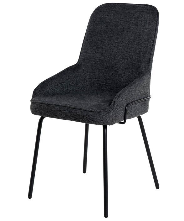 Chaise moderne tissu gris foncé et pieds métal noir Loven - Photo n°1