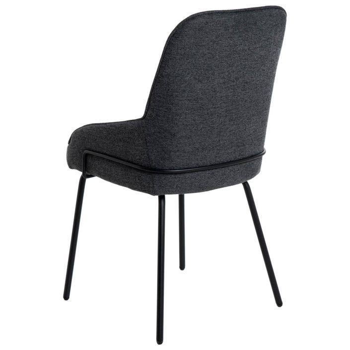 Chaise moderne tissu gris foncé et pieds métal noir Loven - Photo n°2