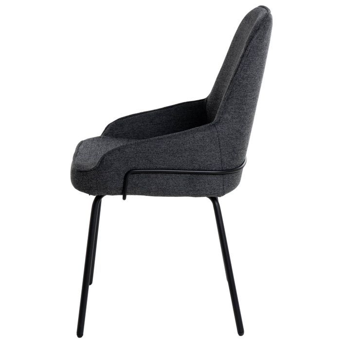 Chaise moderne tissu gris foncé et pieds métal noir Loven - Photo n°3