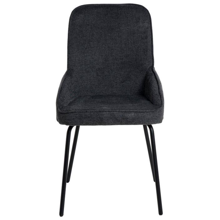 Chaise moderne tissu gris foncé et pieds métal noir Loven - Photo n°4