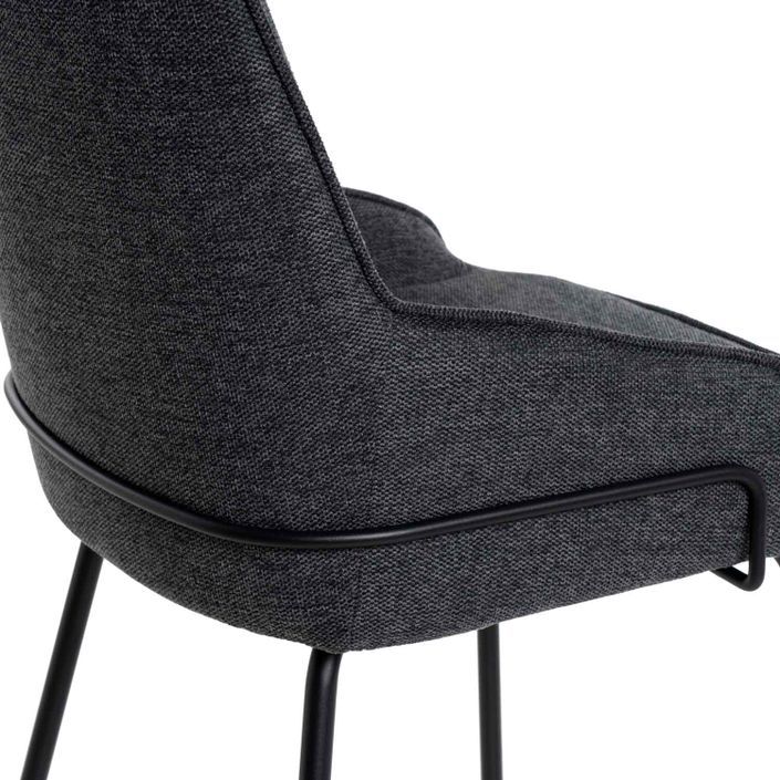 Chaise moderne tissu gris foncé et pieds métal noir Loven - Photo n°7
