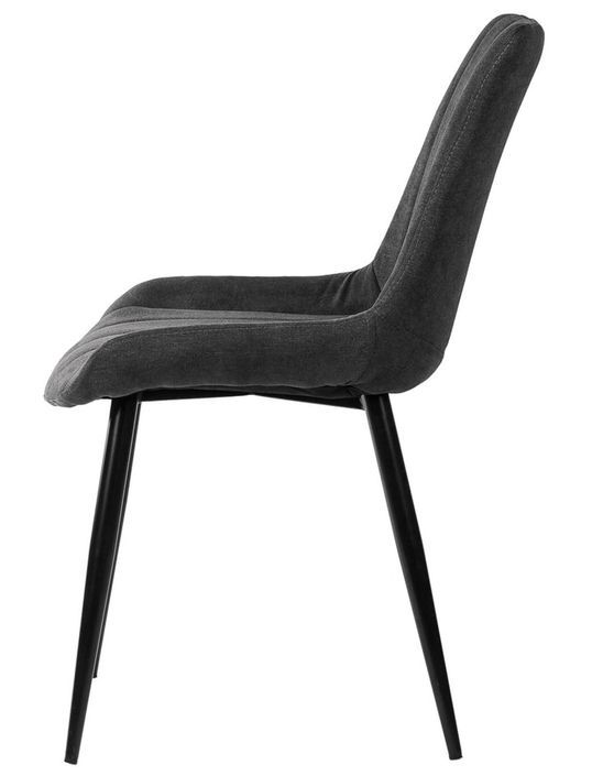 Chaise moderne tissu gris foncé matelassé et pieds métal noir Liza - Photo n°3
