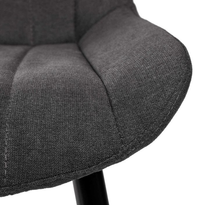 Chaise moderne tissu gris foncé matelassé et pieds métal noir Liza - Photo n°7