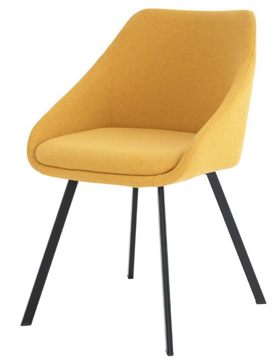 Chaise moderne tissu jaune moutarde et pieds métal noir Galie - Photo n°1