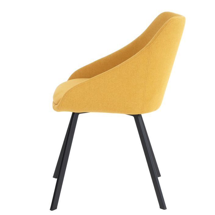 Chaise moderne tissu jaune moutarde et pieds métal noir Galie - Photo n°4