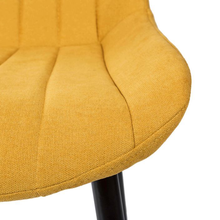 Chaise moderne tissu jaune moutarde matelassé et pieds métal noir Liza - Photo n°6