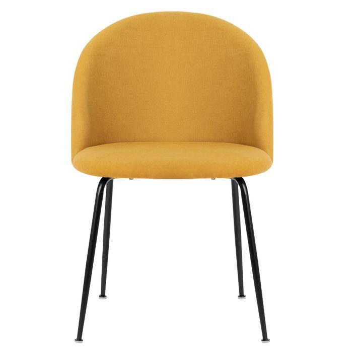 Chaise moderne tissu jaune moutarde rembourré et pieds métal noir Louba - Photo n°4
