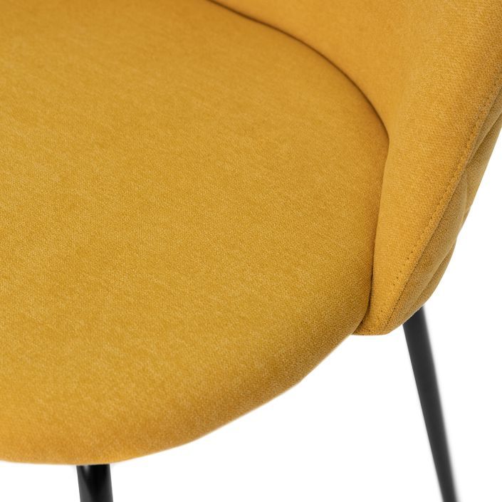 Chaise moderne tissu jaune moutarde rembourré et pieds métal noir Louba - Photo n°8