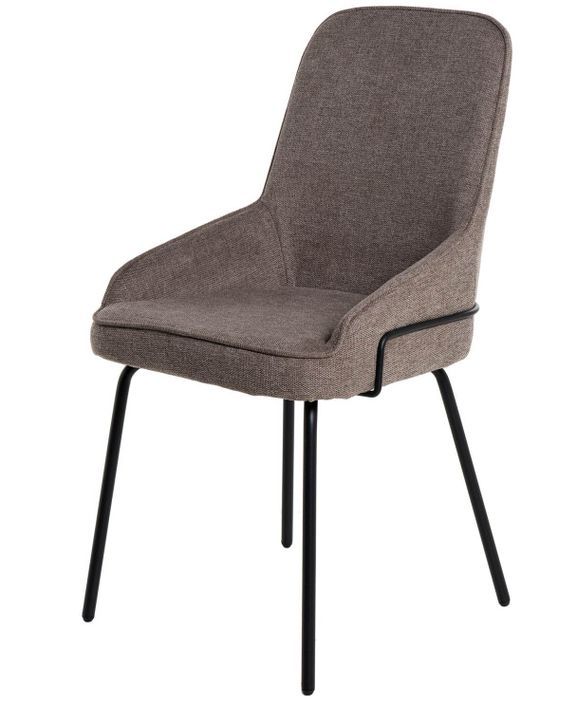 Chaise moderne tissu marron et pieds métal noir Loven - Photo n°1