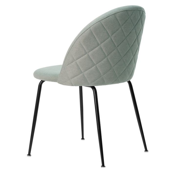 Chaise moderne tissu vert menthe rembourré et pieds métal noir Louba - Photo n°2