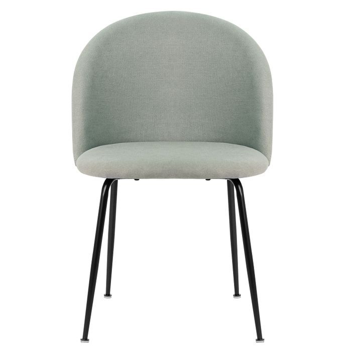 Chaise moderne tissu vert menthe rembourré et pieds métal noir Louba - Photo n°4