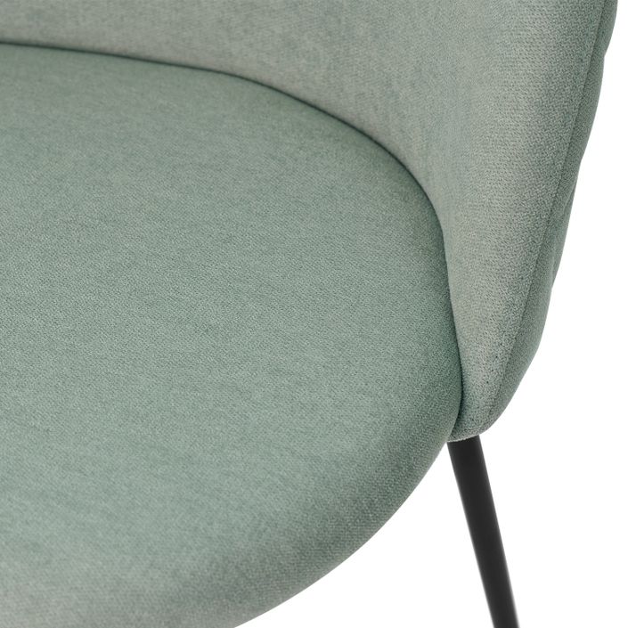 Chaise moderne tissu vert menthe rembourré et pieds métal noir Louba - Photo n°8
