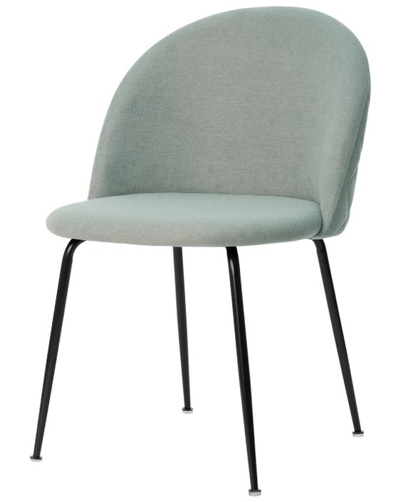 Chaise moderne tissu vert menthe rembourré et pieds métal noir Louba - Photo n°1