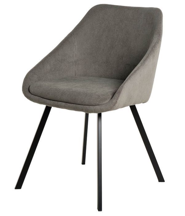 Chaise moderne velours gris clair et pieds métal noir Maggie - Photo n°1