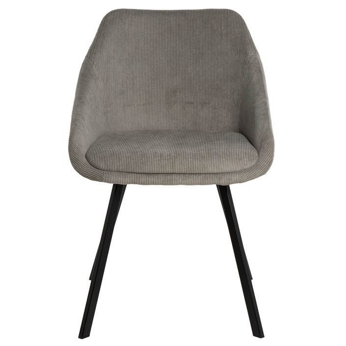 Chaise moderne velours gris clair et pieds métal noir Maggie - Photo n°4