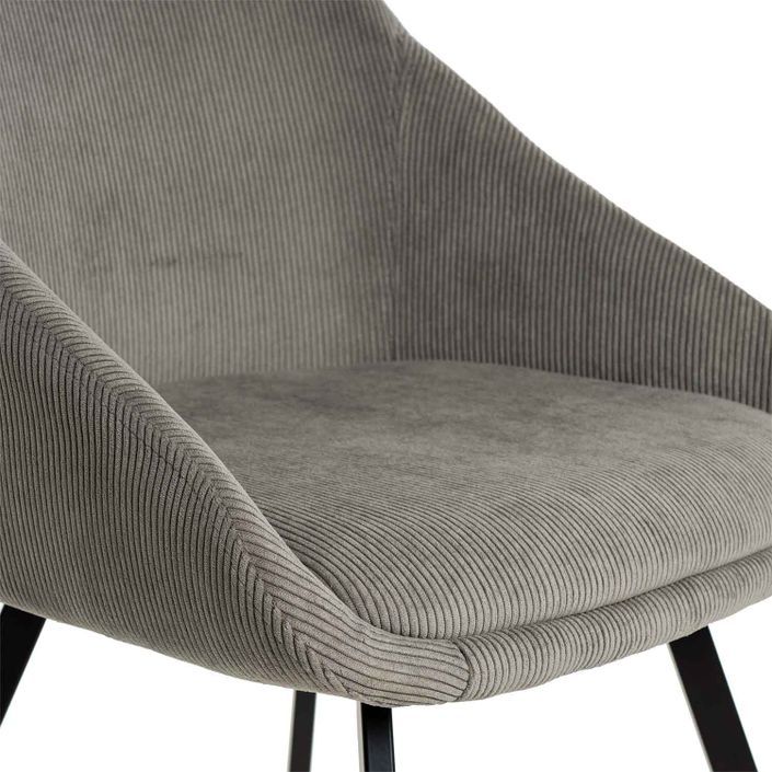 Chaise moderne velours gris clair et pieds métal noir Maggie - Photo n°6