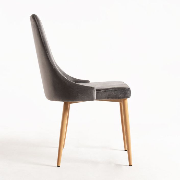 Chaise moderne velours gris et pieds bois de hêtre naturel Kozak - Lot de 2 - Photo n°2