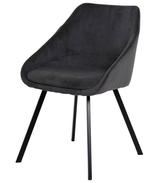 Chaise moderne velours gris foncé et pieds métal noir Maggie - Photo n°1