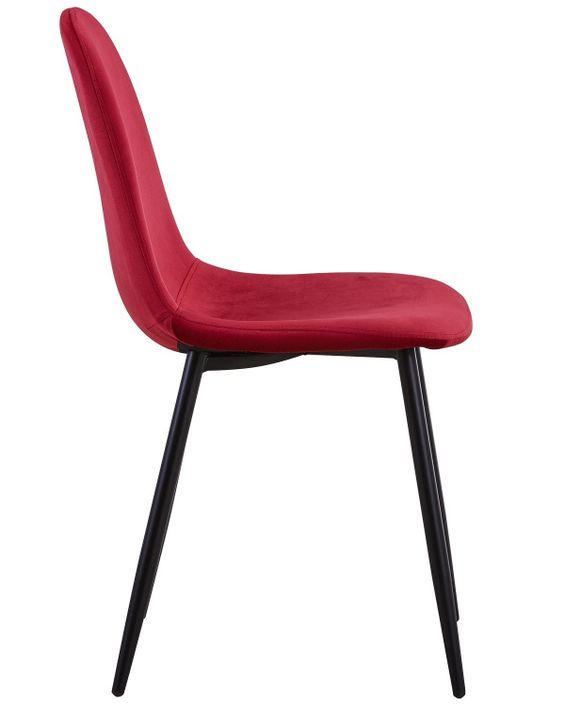 Chaise moderne velours rouge pieds métal noir Garo - Lot de 4 - Photo n°4