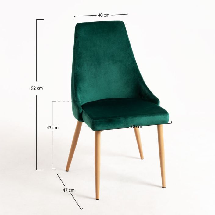 Chaise moderne velours vert foncé et pieds bois de hêtre naturel Kozak - Lot de 2 - Photo n°4