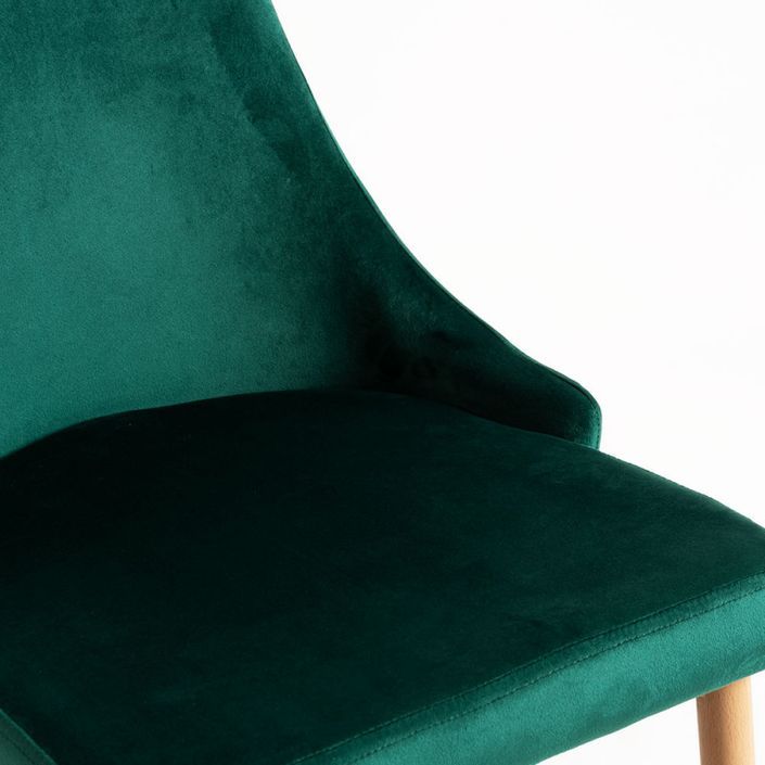 Chaise moderne velours vert foncé et pieds bois de hêtre naturel Kozak - Lot de 2 - Photo n°5