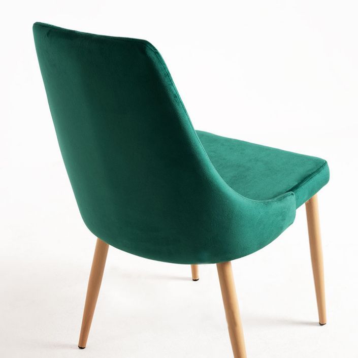 Chaise moderne velours vert foncé et pieds bois de hêtre naturel Kozak - Lot de 2 - Photo n°6
