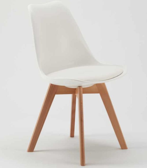 Chaise naturel et blanc avec coussin simili cuir Anko - Lot de 2 - Photo n°1