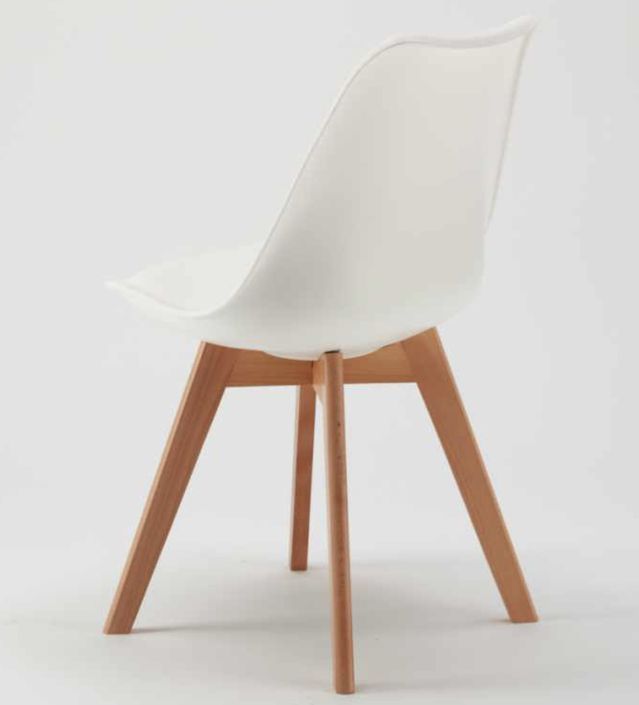 Chaise naturel et blanc avec coussin simili cuir Anko - Lot de 2 - Photo n°2