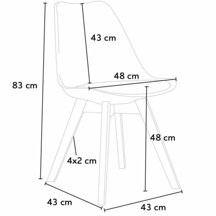Chaise naturel et blanc avec coussin simili cuir Anko - Lot de 2 - Photo n°4