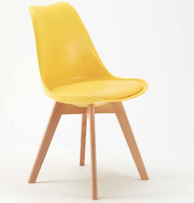 Chaise naturel et jaune avec coussin simili cuir Anko - Lot de 2 - Photo n°1