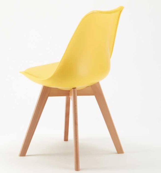 Chaise naturel et jaune avec coussin simili cuir Anko - Lot de 2 - Photo n°2