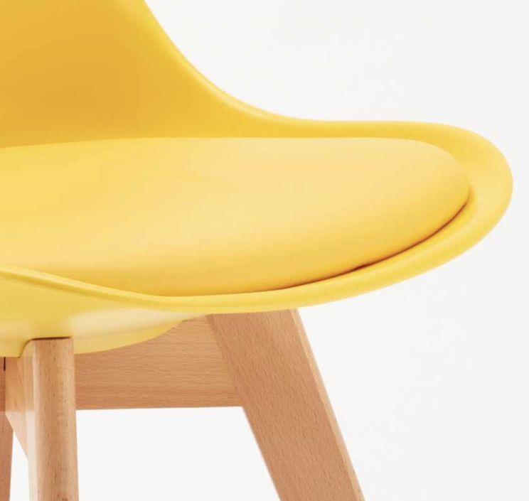 Chaise naturel et jaune avec coussin simili cuir Anko - Lot de 2 - Photo n°3