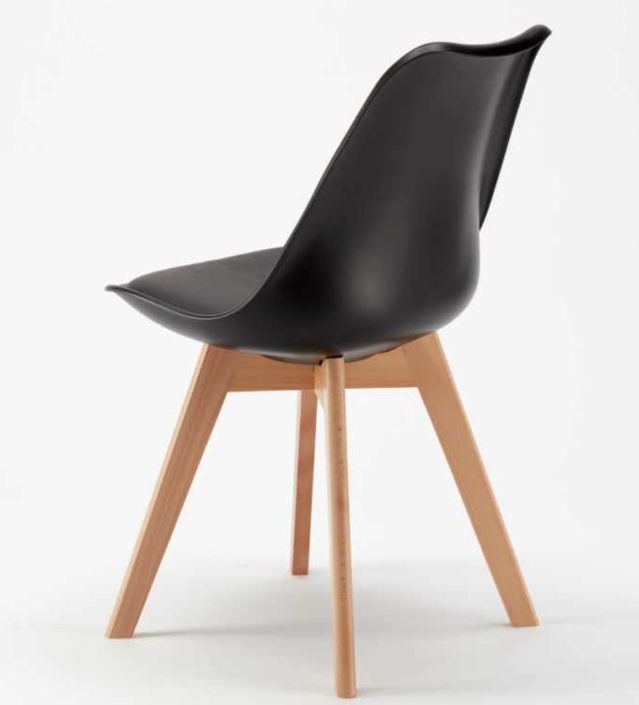 Chaise naturel et noir avec coussin simili cuir Anko - Lot de 2 - Photo n°2
