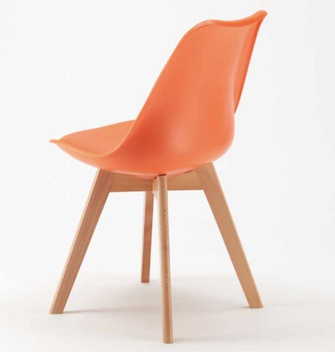 Chaise naturel et orange avec coussin simili cuir Anko - Lot de 2 - Photo n°2